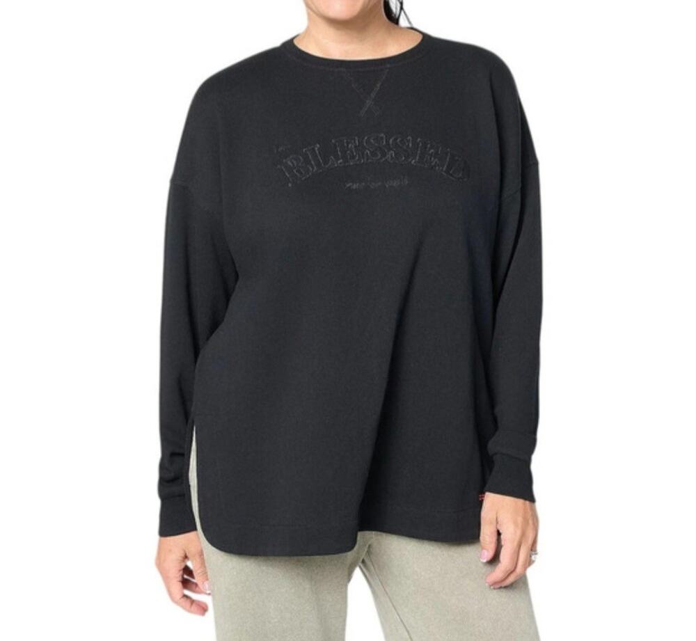 Peace Love World Drop Shoulder Sweatshirt Size XXS Black A711149 EUC"BLESSED"